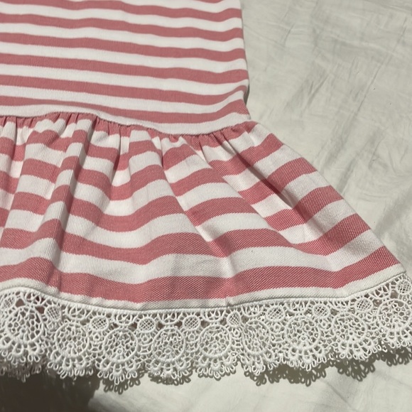 Ralph Lauren 6x faded red white stripe drop waist dress ruffled lace hem nwt - Picture 4 of 10